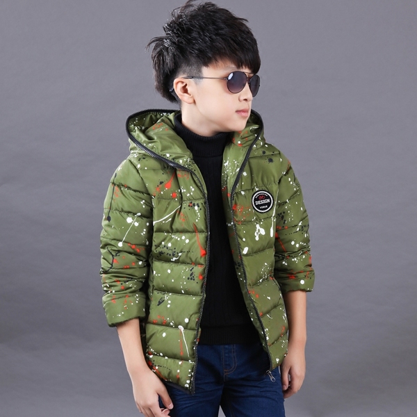 Детски зимни памучни якета с качулка - сиви, черни, червени, кафяви, зелени