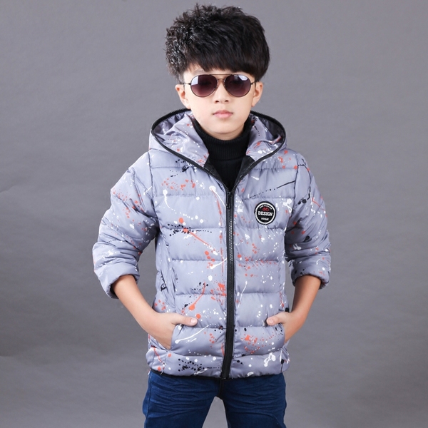 Детски зимни памучни якета с качулка - сиви, черни, червени, кафяви, зелени