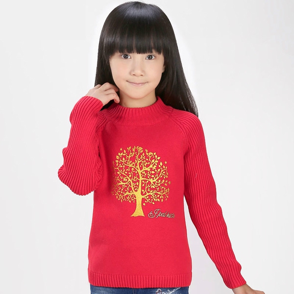 Детски пуловер за момичета в различни цвеотове - лилав, червен, бял, черен