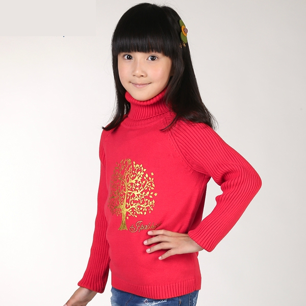 Детски пуловер за момичета в различни цвеотове - лилав, червен, бял, черен