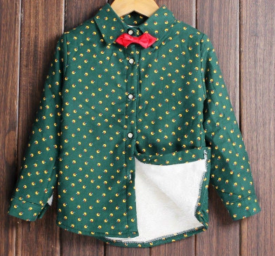 Παιδικό πουκάμισο με μακριά μανίκια σε δύο μοτίβα - μωβ και πράσινο