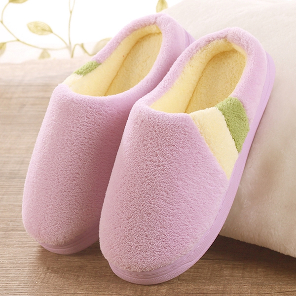 Дамски есенни, зимни и пролетни плюшени домашни чехли - червени, лилави, кафави, сини