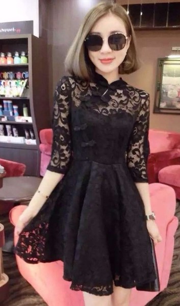 Различни модели дамски рокли с тънък ръкав - червени, сини, черни, оранжеви