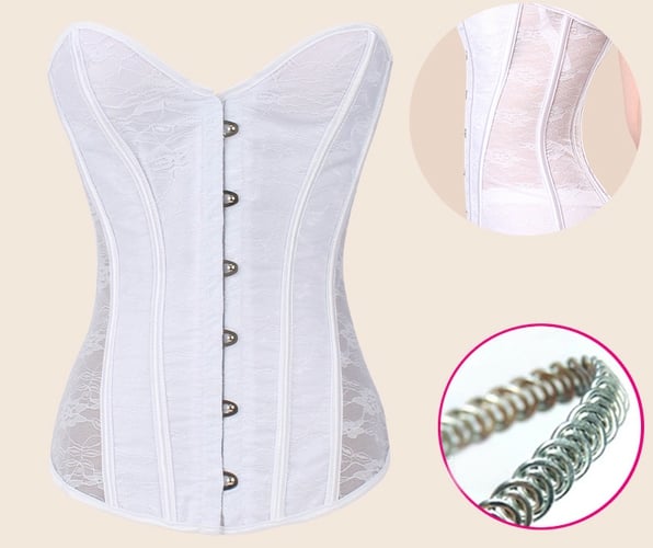 Корсет без презрамки в сив,бял,черен и червен цвят