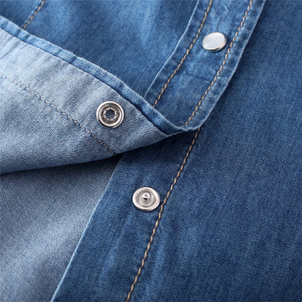 Дамска памучна дънкова риза - есенна и пролетна - тъмносиня и светлосиня