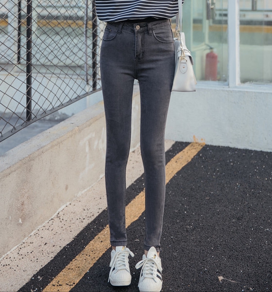 Стилни сиви дамски дънки 