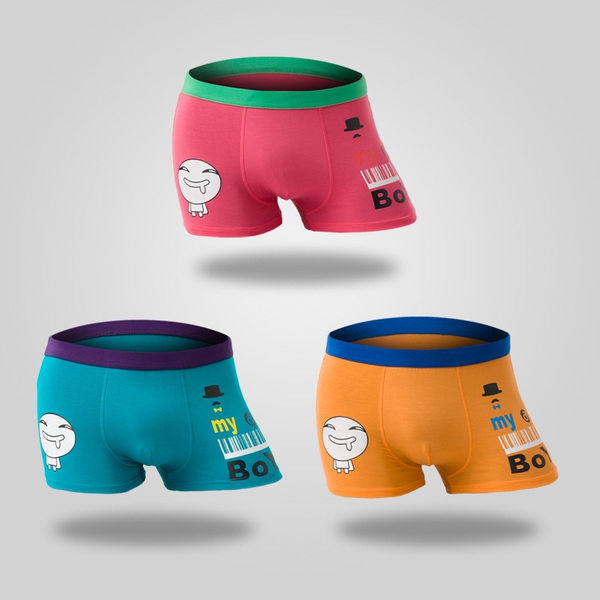 Комплект мъжки боксерки - 3 броя - сини, лилави, зелени - подходящи за подарък