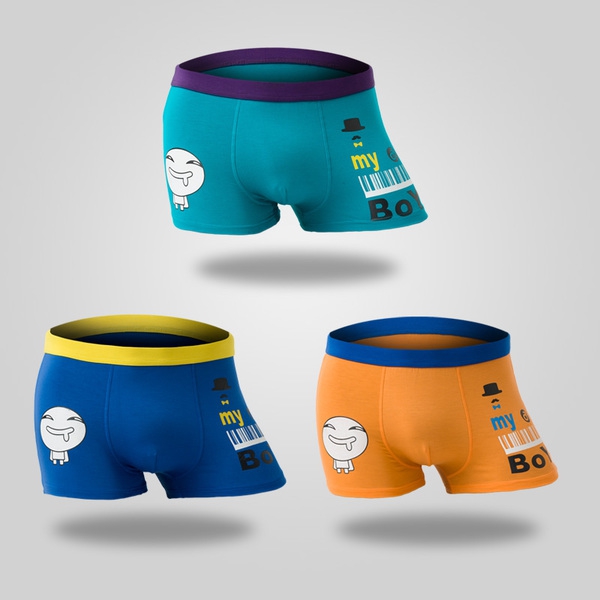 Комплект мъжки боксерки - 3 броя - сини, лилави, зелени - подходящи за подарък