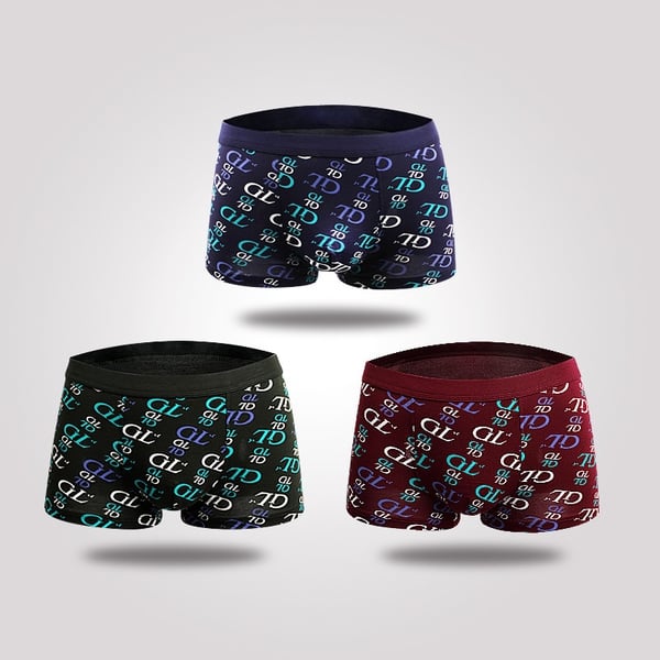 Комплект мъжки боксерки - 3 броя - сини, лилави, зелени - подходящи за подарък