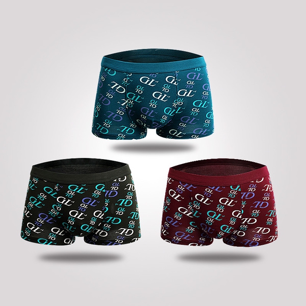 Комплект мъжки боксерки - 3 броя - сини, лилави, зелени - подходящи за подарък