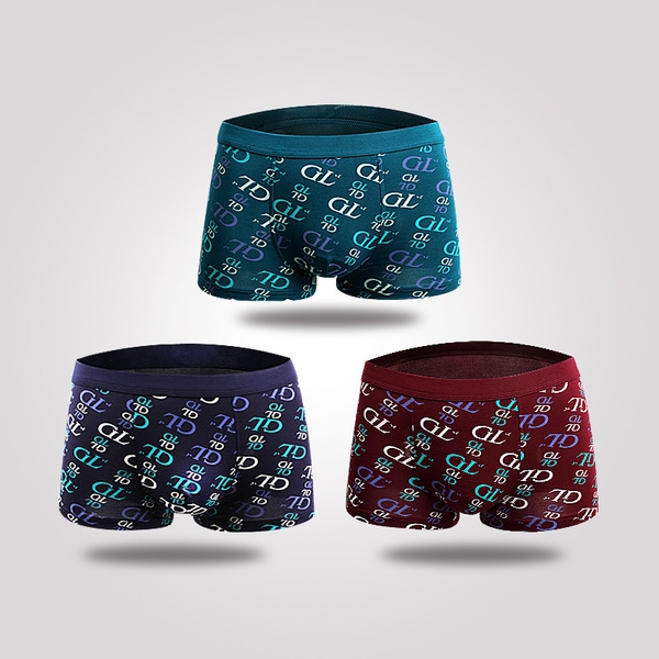 Комплект мъжки боксерки - 3 броя - сини, лилави, зелени - подходящи за подарък