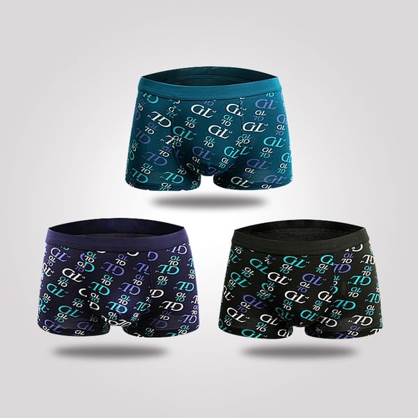 Комплект мъжки боксерки - 3 броя - сини, лилави, зелени - подходящи за подарък