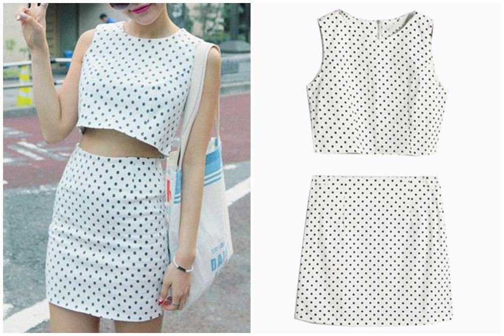 Пола с висока талия и топ 