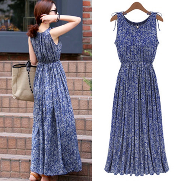 Дамска модерна бохемска лятна рокля без ръкави - топ модел