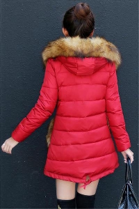 Дамско модерно дълго яке в различни цветове - червено, кафяво, черно и сиво - есенно и зимно
