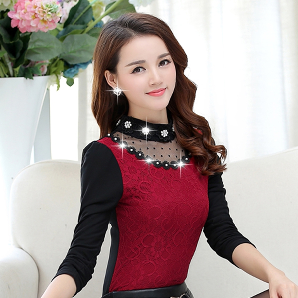 Σύγχρονη κυρίες μπλούζα με δαντέλα