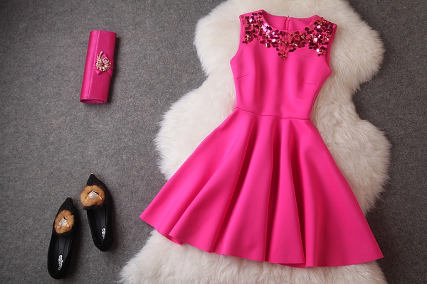 Κομψό κυρίες φόρεμα payeti- κόκκινο, ροζ, μαύρο