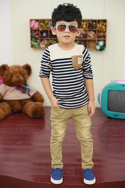 Модерна детска блуза за момченца с джоб отпред