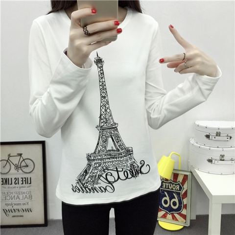 Κυρίες λευκό πουκάμισο με διαφορετικές εκτυπώσεις των χαρακτήρες κινουμένων σχεδίων ή μεγέθη