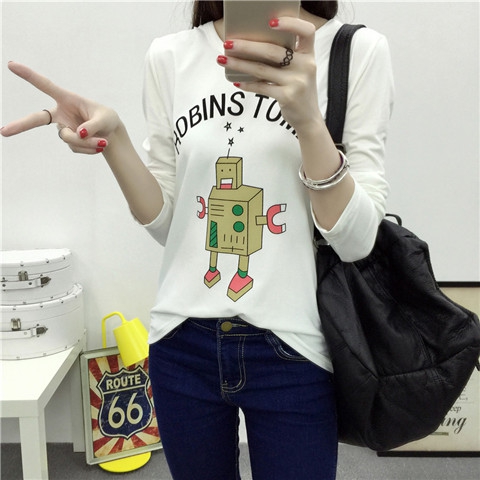 Κυρίες λευκό πουκάμισο με διαφορετικές εκτυπώσεις των χαρακτήρες κινουμένων σχεδίων ή μεγέθη