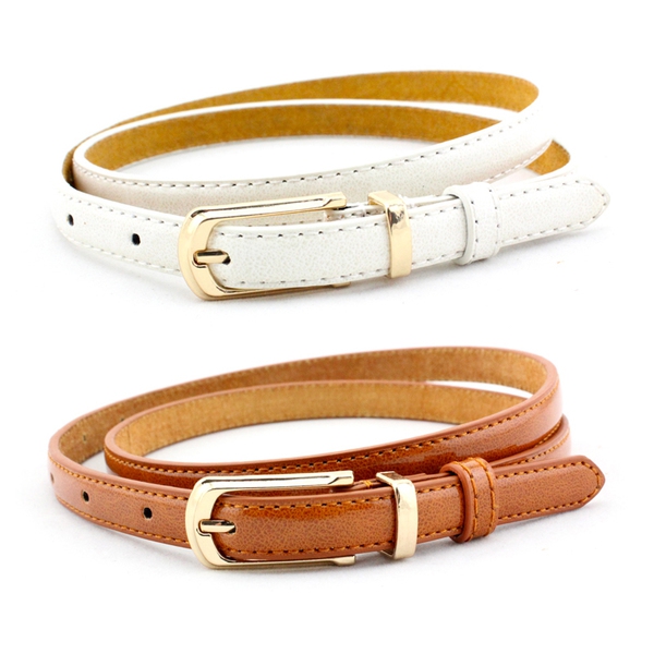 Οι γυναίκες λεπτές χρώματα ζώνη από δέρμα - κίτρινο, μπλε, ραβδωτό, λευκό, καφέ