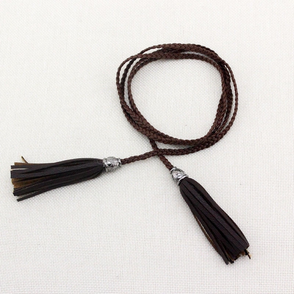 Κυρίες δερμάτινη ζώνη - τύπου αλυσίδας - κορυφαία μοντέλα, μήκους 110-130 cm