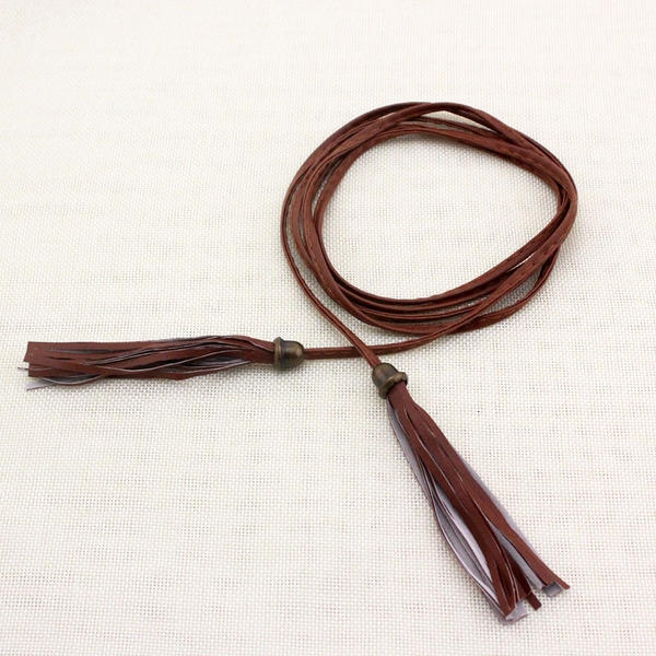 Κυρίες δερμάτινη ζώνη - τύπου αλυσίδας - κορυφαία μοντέλα, μήκους 110-130 cm