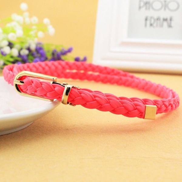 Декоративен дамски тънък колан - различни топ модели - червен, бял, розов, бежов, жълт, син - дължина 105 см, ширина 1 см