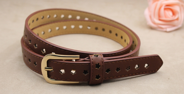 Дамски стилен колан - син, кафяв, бежов, розов от изкуствена кожа, дължина 105 см, ширина 2,3 см