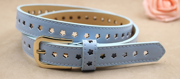 Дамски стилен колан - син, кафяв, бежов, розов от изкуствена кожа, дължина 105 см, ширина 2,3 см