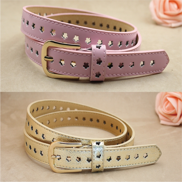 Дамски стилен колан - син, кафяв, бежов, розов от изкуствена кожа, дължина 105 см, ширина 2,3 см