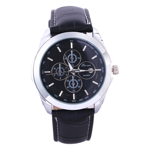 Мъжки кварцов часовник с кожена каишка в два цвята