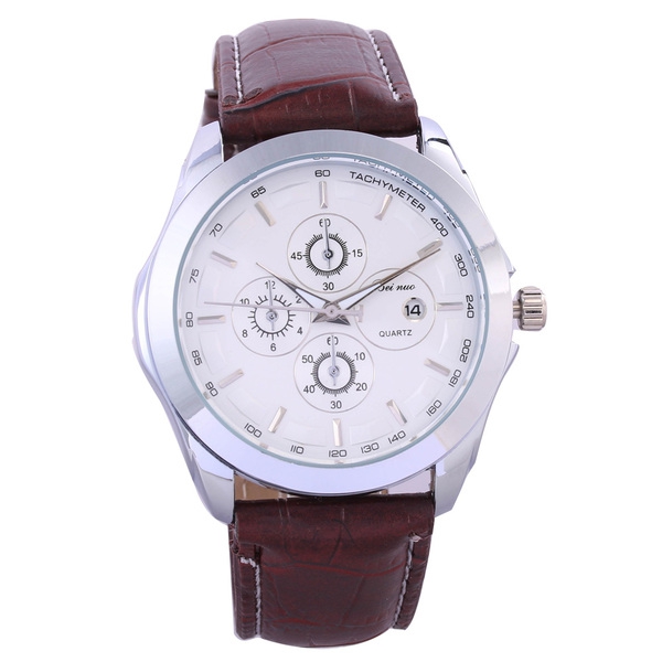 Мъжки кварцов часовник с кожена каишка в два цвята