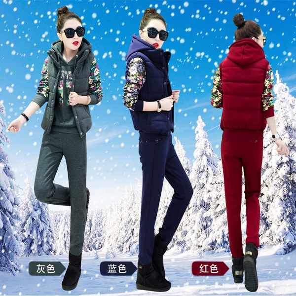 Γυναικεία αθλητικά ρούχα  3 κομμάτιασε κούρο μπλε, γκρι, κόκκινο χρώμα για την άνοιξη, το φθινόπωρο και το χειμώνα 2016