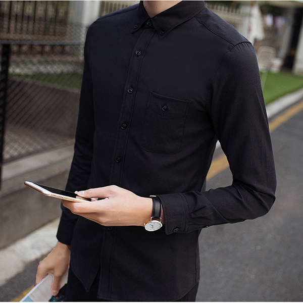 Μακρυμάνικο ανδρικό πουκάμισο με ή χωρίς βελούδινη επένδυση σε ροζ, μπλε, γκρι χρώμα