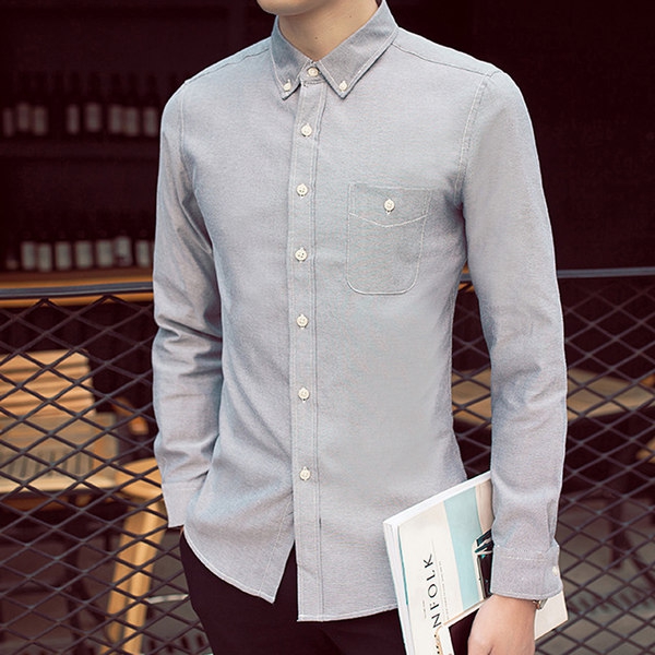 Μακρυμάνικο ανδρικό πουκάμισο με ή χωρίς βελούδινη επένδυση σε ροζ, μπλε, γκρι χρώμα