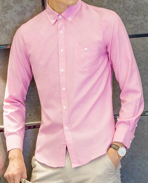 Μακρυμάνικο ανδρικό πουκάμισο με ή χωρίς βελούδινη επένδυση σε ροζ, μπλε, γκρι χρώμα