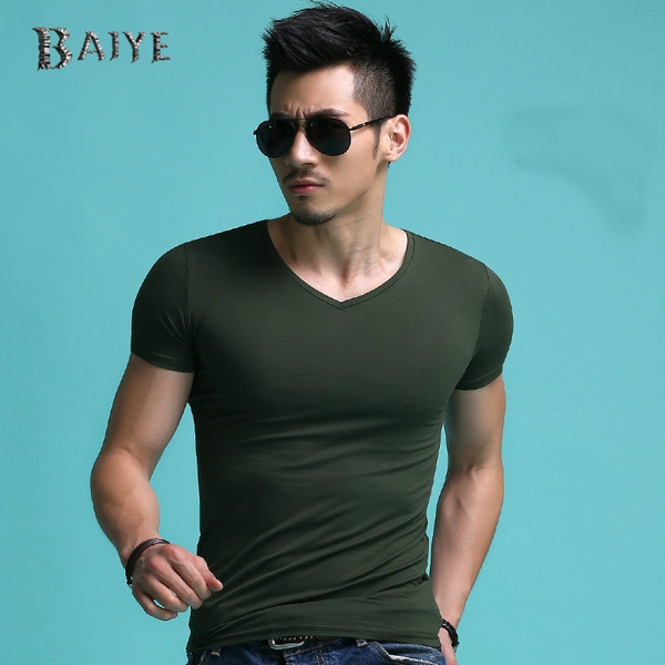 Мъжки памучни тениски с къс ръкав тип слим - 14 модела 