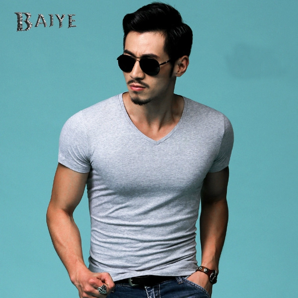 Мъжки памучни тениски с къс ръкав тип слим - 14 модела 