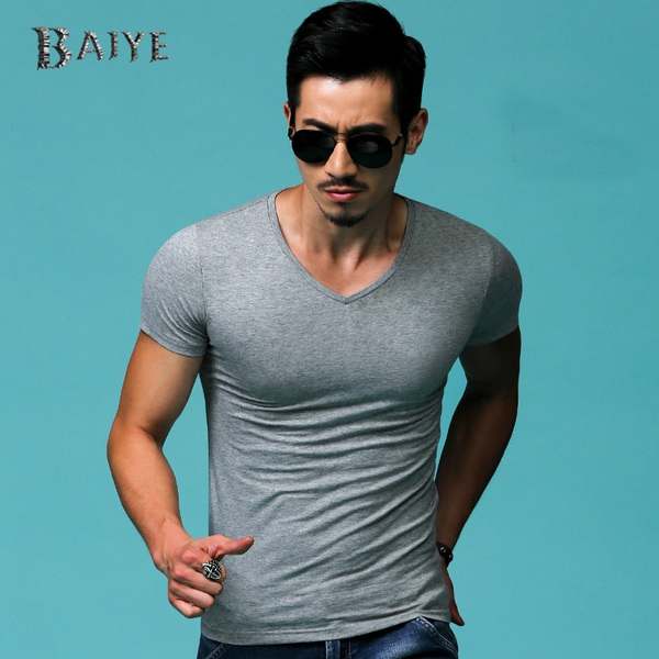 Мъжки памучни тениски с къс ръкав тип слим - 14 модела 