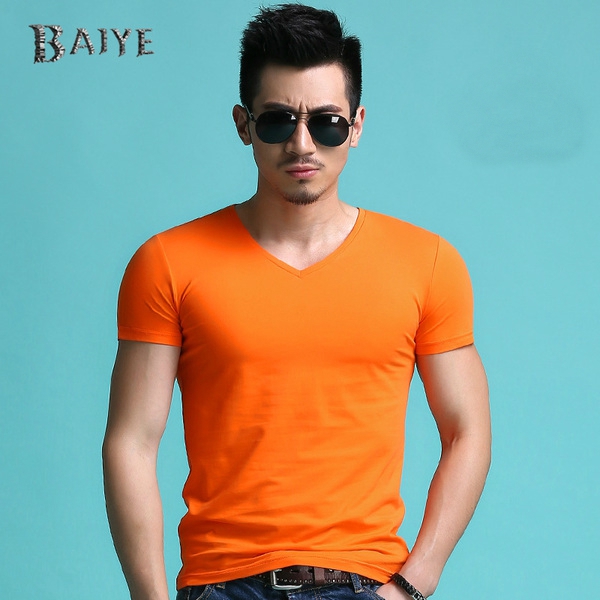 Мъжки памучни тениски с къс ръкав тип слим - 14 модела 