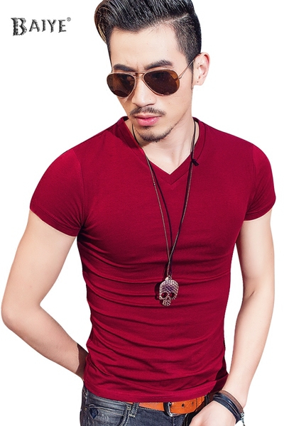 Мъжки памучни тениски с къс ръкав тип слим - 14 модела 