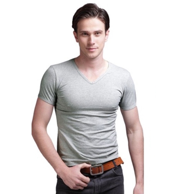 Къси мъжки памучни тениски с в-образни и о-бразни яки