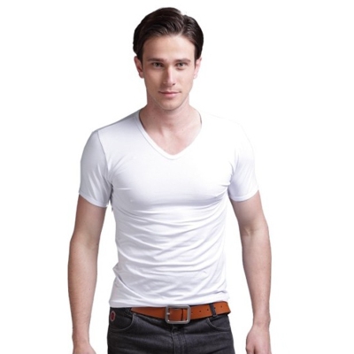 Къси мъжки памучни тениски с в-образни и о-бразни яки