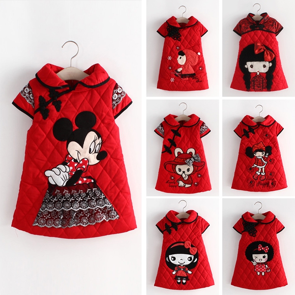 Детска рокля за момичета с анимационни изображения - Мики Маус