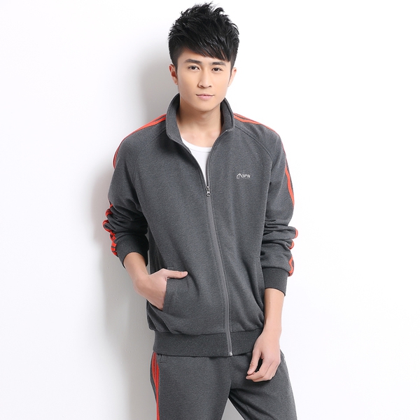 Ανδρικό αθλητικό σετ σε 2 μέρη σε γκρι, μαύρο, λευκό, μπλε και πράσινο χρώμα