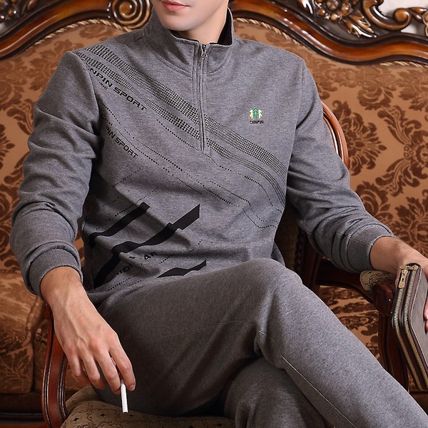 Ανδρικό αθλητικό σετ σε 2 μέρη σε γκρι, μαύρο, λευκό, μπλε και πράσινο χρώμα