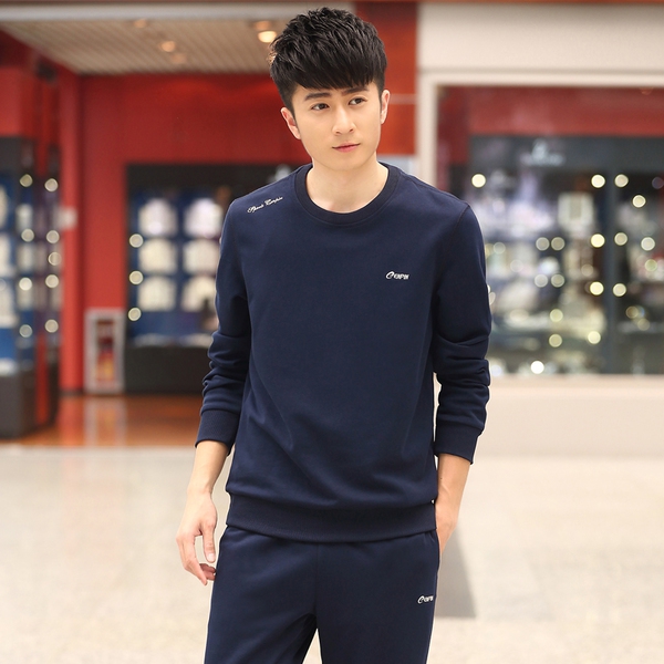 Ανδρικό αθλητικό σετ σε 2 μέρη σε γκρι, μαύρο, λευκό, μπλε και πράσινο χρώμα