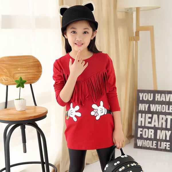 Детска памучна пролетна блуза за момичета - Мики маус