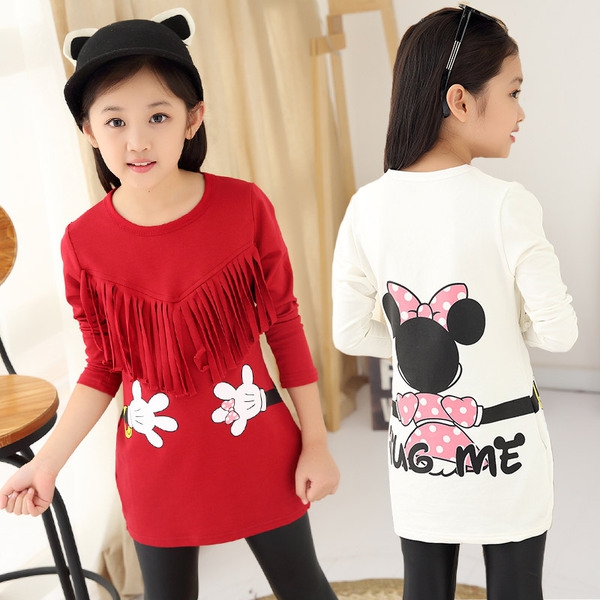 Детска памучна пролетна блуза за момичета - Мики маус